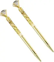 Amosfun Luxury Metal Ballpoint Pen Set Large Crystal Diamonds Roller Ball Pens for Business Anniversary Corporate Events