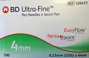 BD 4mm PenTips 32G 100 Pieces Expiry 11/2027