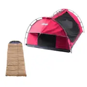 Kings Pink Double Swag Camping Hiking Dome Tent 4WD + Premium Sleeping Bag -5°C
