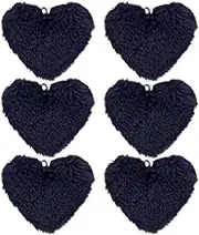 uxcell 6-Pack Heart Shape Faux Fur Pom Poms, 1.2 Inch/ 3.9 cm Soft Fluffy Pompoms Balls Faux Rabbit Fur with Elastic Loop for Hats/Bags/Keychains/Knitting/DIY Crafts [Deep Blue]