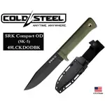 美國COLD STEEL冷鋼SRK COMPACT直刀SK-5鋼黑色塗層軍綠握柄附刀鞘【CS49LCKDODBK】