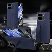 Jarttarn Compatible with Google Pixel 10 Pro Fold (2025) Multifunctional Kicktand Wrist Strap Folding Tempered Glass Protective Film Case for Pixel 10 Pro Fold Slim Cover (Blue)