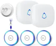 FANSTIC Caregiver Pager Wireless Call Button Life Alert SOS Monitoring - White
