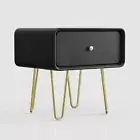 Modern Black Nightstand w/Drawer Bedside Table End Side Desk Bedroom Night Stand