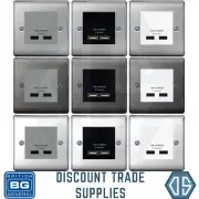 BG Brushed Steel, Black Nickel, Polished Chrome 2 Port USB Single Socket 3.1 Amp