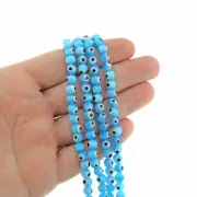 Round Glass Beads 6mm - Blue and White Evil Eye - 1 Strand 64 Beads - BD2335