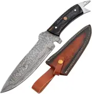 Damascus Steel Knife Razor Sharp Fixed Blade Rosewood with Sheath