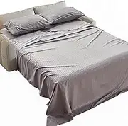 Kingnex Striped 36x72 Sofa Bed Sheets Twin Size for Sleeper Sofa Bed 36x72 Soft Double Brushed 1800 Microfiber 3 Pcs Include 1 Fitted Sheet 1 Flat Sheet 1 Pillowcase Grey