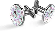 [Generic] Men's Cufflinks, Pigs Holds Donuts Cakes Ice Cream Candy Cuff Links for Men, Classic Cufflinks Black for Suit Shirt Wedding Business Birthday Jewelry Gift