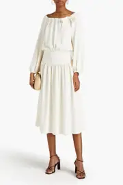 RRP€811 ZIMMERMANN Midi Flare Dress Petite Size US 2P AU 0P XS Pearl Gathered