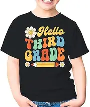 [SDVN] Hello Third Grade Back to School 3rd Grade Unisex Kids Shirt Gift Boy Girl Youth T-Shirt (Black;XL)