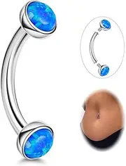 [YOVORO] 14G G23 Titanium Opal Belly Button Rings for Women Small Belly Ring Internally Thread Petite Navel Piercing Jewelry for Sensitive Skin 6/8/10/12/14/16MM