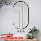Bathroom Bedroom Mirror Oval Black Aluminium Frame Wall Mount Beveled Edge 50x90