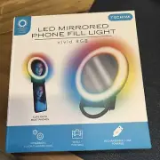 NEW LED Mirrored Phone Fill Light Vivid RGB Rechargeable Portable Ring Light