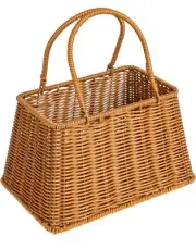 Wicker Picnic Basket Flower Basket Shopping Basket Desk Decoration