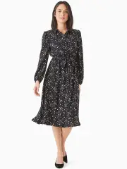 scattered stars button-front shirtdress