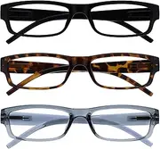 The Reading Glasses Company Black Brown Grey Lightweight Comfortable Readers Value 3 Pack Mens Womens RRR32-127 +1.00