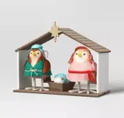 Target Wondershop Featherly Friends Nativity Scene Manger & 3 Fabric Birds 2023