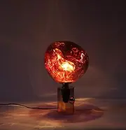 Bedroom Table Lamp, Study Room Creative Lava Lamp, Mini Plated Bedside Lamp, Simple Modern Fashion Decorative Lamp Metal Base,Red