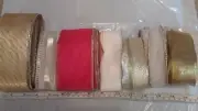 Ribbon, Wired Ribbons, Offray/Lion, Red, Gold Ribbon, 21 Yards, Bows,Crafts,Gift