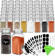 Cyclemore 48 Pack 4Oz Glass Spice Jars Bottles, Square Spice Containers with Sil