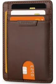 Slim Wallet for Men Women Minimalist Small Leather Front Pocket Wallets with ...