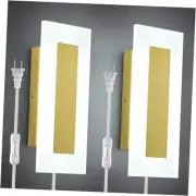 Modern Plug in Wall Sconces Set of Two 9W Plug Version-White Light-2Pack Gold
