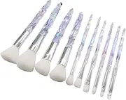 10Pcs Makeup Brush Set, Beauty Tool Powder Acrylic Handle, Premium Portable Foundation Multifunctional Eye Shadows Blush