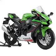 Risopen 1:12 Motorcycle Model Toy Compatible for Kawasaki Ninja ZX-10R Metal Die Cast with Plastic Motorcycle Model No Assembly Required, Mini Ready Moto for Adults (Green)