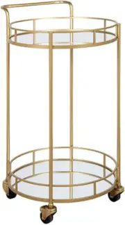 Maxkon Bar Cart Rolling Serving Cart Drinks Wine Stroage Trolley round Gold 2...