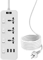 Powerboard USB, 8-Outlet Power Strip, Surge Protector Mountable with 4 USB Charging Ports Max 24W,4.8A Smart Control, 2.4A Fast Phone Charging,1.8-Meter Extension Power Cord,Overload Protected (White)