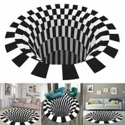 3D Illusion Rug Round Carpet,Checkered Optical Illusions Non Slip Area Rug, Non-Woven Doormat Rug for Bedroom Living Room Office Diameter 80cm
