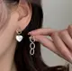 s925純銀不對稱耳飾愛心耳環設計感高級日韓冷淡風個性耳墜耳飾品
