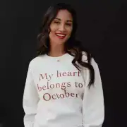 PANACHE APPAREL MY HEART BELONGS TO OCTOBER SWEATSHIRT-SIZE XL-SO CUTE!!!