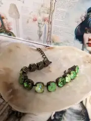 Swarovski Peridot And Green Apple Crystal Bracelet In Brass
