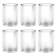 6pc Wilmax England Thermo 100ml Straight Double Wall Glass Cup - Clear