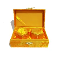 在飛比找露天拍賣優惠-定制 安宮丸包裝盒6個裝金黃色錦緞禮品盒1蜜丸盒子六角錦盒牛