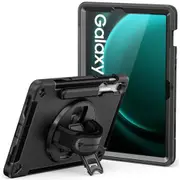 Armor-X (RIN Series) RainProof Military Grade Rugged Tablet Case W/ Shoulder + Hand Strap & Kick-Stand for Samsung Galaxy Tab S9 FE + 12.4" (SM-X610 / SM-X616) [RIN-SS-X610-SX]