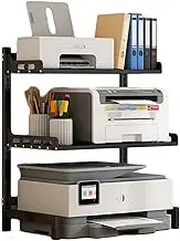 Desktop Printer Stand,3 Tiers Desk Organizer,Adjustable Storage Shelves,Very Suitable for Home Office Fax Machine(Black)