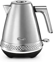 [De'Longhi] Diadema Kettle KBV2401.M, Elegant Style Electric Kettle with Removable Anti-Scale Filter, 360° Swivel Base, Cord Storage, Soft Opening Lid, 1.7 Liters, 3000W, Platinum