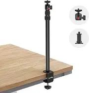 [SmallRig Selection] Camera Desk Mount Table Stand with 1/4" Ball Head, 48.5cm-100cm Adjustable Light Stand, Tabletop C Clamp for DSLR Camera, Ring Light, Live Streaming, Photo Video Shooting (1 PC)