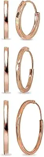 [Hoops 4 Less] Rose Gold Flash Sterling Silver Endless Square-Tube Round Unisex Small Hoop Earrings for Men Women Girls