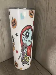 Graphic Skinny Tumbler- Jack, Sally, Oggie Boogie Doll 20 oz Cup/ Mug with Straw