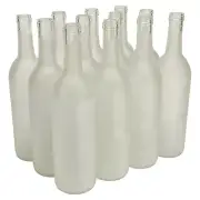 - 750Ml Glass Bordeaux Wine Bottle Flat-Bottomed Cork Finish - Case of 12 - Fros