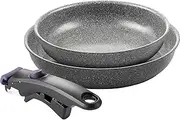 Ballarini Vinci Z1029-793 Vinci Frying Pan, 9.4 inches (24 cm) / 11.0 inches (28 cm), Set of 3, Made in Italy, Ceramic Coating with Removable Handles, IH Compatible, Ceramic Coating
