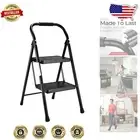 Stylish Black 2-Step Ladder Stool - Lightweight, Foldable and Non-Slip Security