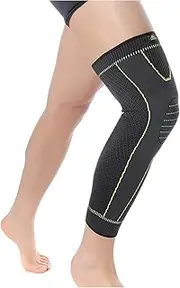 DUnLap Leggings Set Elastic Yellow-Green Stripe Sports Lengthen Knee pad Leg Sleeve Non-Slip Bandage Compression Leg Warmer for Men and Women Legging Set (Size : General no Bandage)