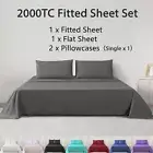 2000TC 4PCS Bed Sheet Set Single/KS/Double/Queen/King Flat Fitted Pillowcases