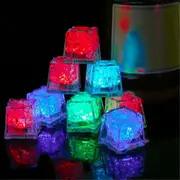 12PCS Waterproof LED Ice-Cube Colorful Slow Flashing Glow in the Dark Light Up for Bar Club Drinkin Colour A