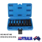 8PCS 1/2'' Drive Deep Hex Bit Socket Set Metric Allen Key Adapter Auto Repair